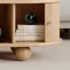 Stria 1200mm Modern Oval Natural Solid Wood Fluted Coffee Table with Storage – AUD-H0973