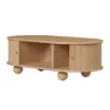 Stria 1200mm Modern Oval Natural Solid Wood Fluted Coffee Table with Storage – AUD-H0973