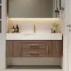 Modern 39" Walnut Floating Single Bathroom Vanity with Sintered Stone Top and Sink