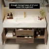 Modern 39" Walnut Floating Single Bathroom Vanity with Sintered Stone Top and Sink