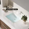 Modern 39" Walnut Floating Single Bathroom Vanity with Sintered Stone Top and Sink