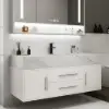 Modern 39" White Floating Single Bathroom Vanity with Sintered Stone Top and Sink