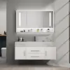 Modern 39" White Floating Single Bathroom Vanity with Sintered Stone Top and Sink