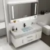 Modern 39" White Floating Single Bathroom Vanity with Sintered Stone Top and Sink