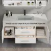 Modern 39" White Floating Single Bathroom Vanity with Sintered Stone Top and Sink