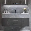 Modern 39" Black Floating Single Bathroom Vanity with Sintered Stone Top and Sink – AUD-H0976