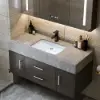 Modern 39" Black Floating Single Bathroom Vanity with Sintered Stone Top and Sink – AUD-H0976
