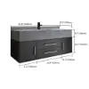 Modern 39" Black Floating Single Bathroom Vanity with Sintered Stone Top and Sink – AUD-H0976