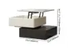 Modern Black & Khaki Lift Top Small Square Sintered Stone Coffee Table with Storage