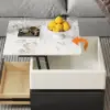 Modern Black & Khaki Lift Top Small Square Sintered Stone Coffee Table with Storage
