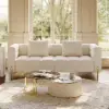 Grovyn 700mm-800mm Round Nesting Coffee Table Set with Sintered Stone Top – White
