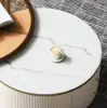 Grovyn 700mm-800mm Round Nesting Coffee Table Set with Sintered Stone Top – White