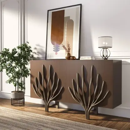 Mid Century Modern 160 cm Walnut Sideboard with Branch Design & 2 Doors