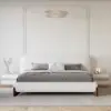 Curva Queen Boucle Upholstered Platform Bed with Natural Legs – 183cm