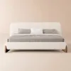 Curva Queen Boucle Upholstered Platform Bed with Natural Legs – 183cm