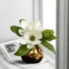 Picture of Fashionable Artificial Flowers in Vase Faux Magnolia Gold Glass Ball Vase Set