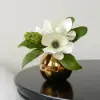 Picture of Fashionable Artificial Flowers in Vase Faux Magnolia Gold Glass Ball Vase Set