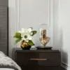 Picture of Fashionable Artificial Flowers in Vase Faux Magnolia Gold Glass Ball Vase Set