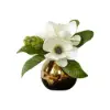Picture of Fashionable Artificial Flowers in Vase Faux Magnolia Gold Glass Ball Vase Set