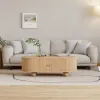 Stria 1200mm Modern Oval Natural Solid Wood Fluted Coffee Table with Storage – AUD-H0982