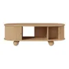 Stria 1200mm Modern Oval Natural Solid Wood Fluted Coffee Table with Storage – AUD-H0982