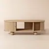 Stria 1200mm Modern Oval Natural Solid Wood Fluted Coffee Table with Storage – AUD-H0982