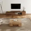 100 cm Lift-Top Foldable Natural Coffee Table with 4 Stools & Storage