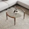 800mm Round Glass Mid Century Modern Coffee Table with Wood Legs