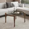 800mm Round Glass Mid Century Modern Coffee Table with Wood Legs