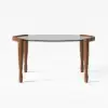 800mm Round Glass Mid Century Modern Coffee Table with Wood Legs