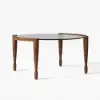 800mm Round Glass Mid Century Modern Coffee Table with Wood Legs