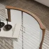 800mm Round Glass Mid Century Modern Coffee Table with Wood Legs