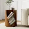 Modern Walnut Side Table with Open Storage
