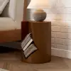 Modern Walnut Side Table with Open Storage