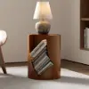 Modern Walnut Side Table with Open Storage