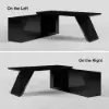 Set Black L-Shape Executive Desk Right Hand Reclining Leather Office Desk Chair (1800m)