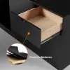 Set Black L-Shape Executive Desk Right Hand Reclining Leather Office Desk Chair (1800m)