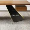 Set Industrial Distressed Wood Writing Desk Black Faux Leather Office Chair (1600mm)