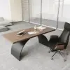 1800mm Set Industrial Rectangular Writing Desk & Reclining Leather Office Desk Chair