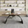 1800mm Set Industrial Rectangular Writing Desk & Reclining Leather Office Desk Chair