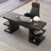 1630mm Black Wooden Writing Desk Reclining Leather Office Desk Chair Set