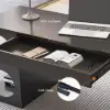 1630mm Black Wooden Writing Desk Reclining Leather Office Desk Chair Set