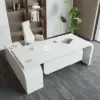L-shaped Modern Executive Desk & Reclining Leather Office Desk Chair High Back