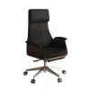 Set Modern Walnut Standing L-Shape Desk & Reclining Leather Office Desk Chair (71.5")