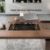 Set Modern Walnut Standing L-Shape Desk & Reclining Leather Office Desk Chair (71.5")