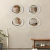 Modern 4-Piece 600mm Large White & Gold Abstract Geometry Wall Mirror Decor Living Room