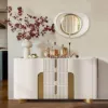 Modern 4-Piece 600mm Large White & Gold Abstract Geometry Wall Mirror Decor Living Room