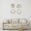 Modern 4-Piece 600mm Large White & Gold Abstract Geometry Wall Mirror Decor Living Room