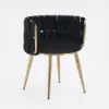 Picture of 4-Piece Nordic Black Barrel Back Dining Chair Round Accent Chair with Velvet Upholstery