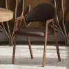 Modern Brown Linen Dining Chair with Upholstered, 4 Pieces